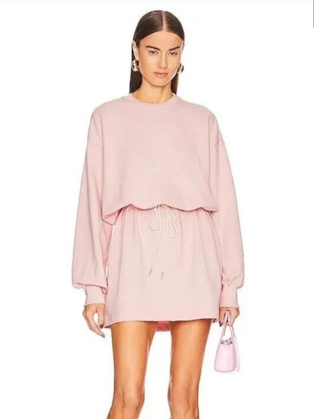 Helsa Organic Sweatshirt Dress in Light Pink